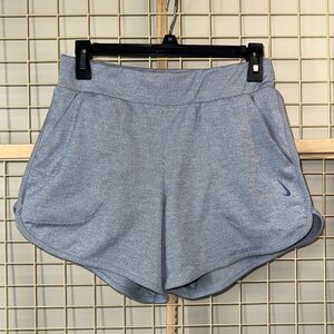 Nike Women's M Ribbed Shorts Nike Yoga Blue w/ stripes w/pockets CQ8838 491